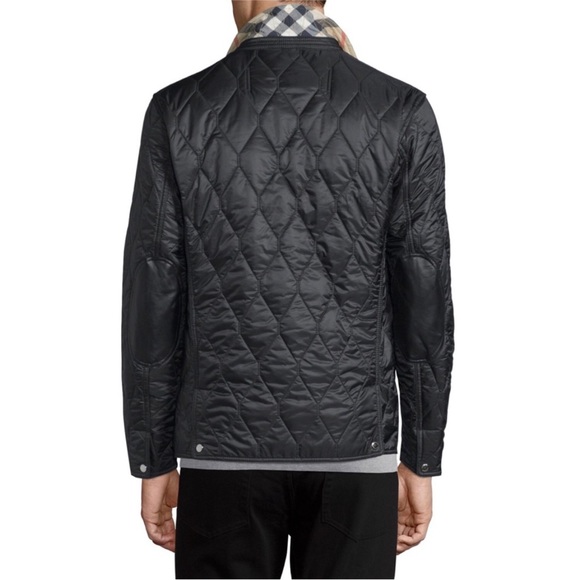 BURBERRY leather trim diamond Quilted Jacket coat navy blazer XL - Picture 3 of 10